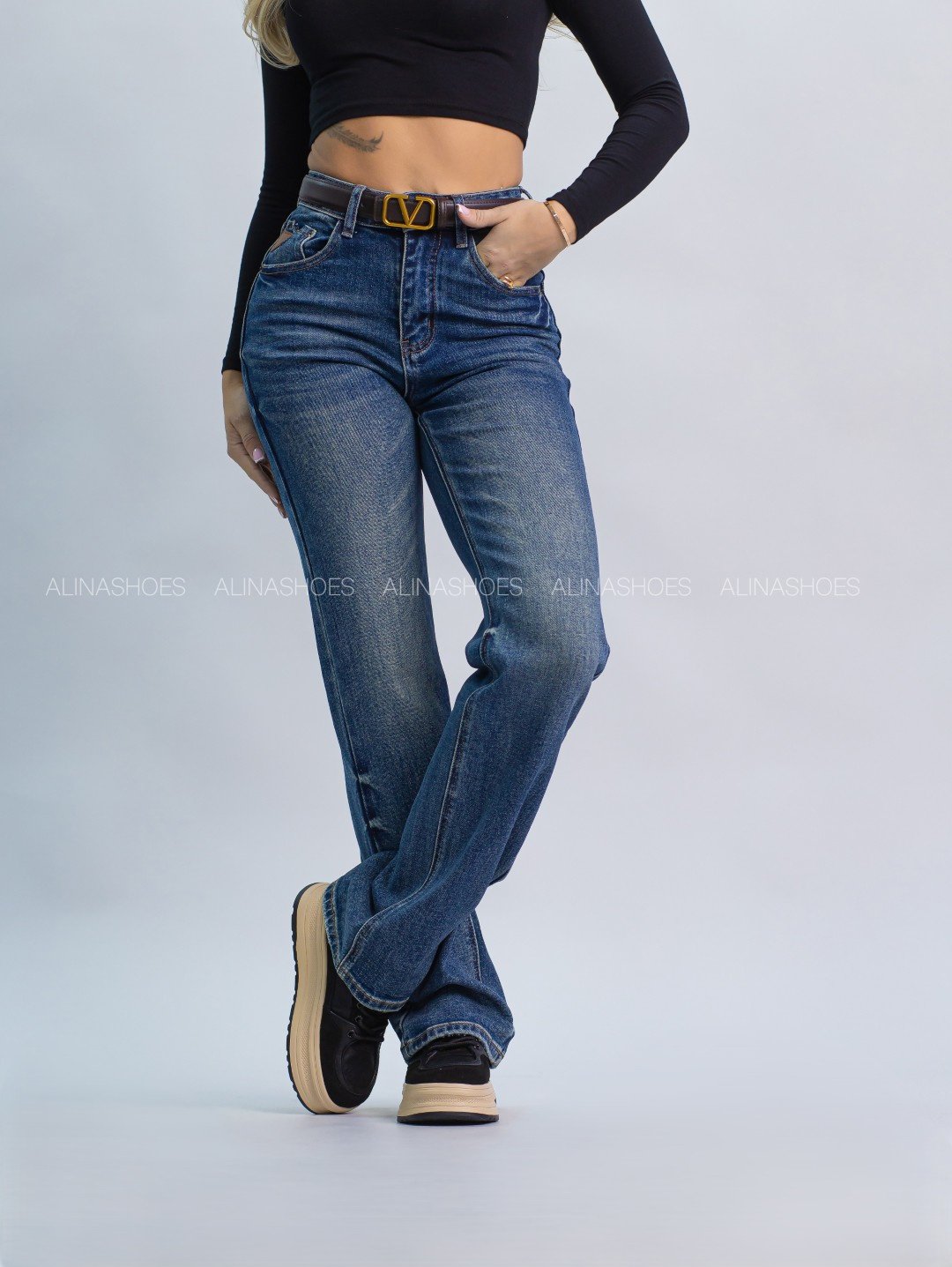 Джинсы прямые alinashoes синий купить,NaN