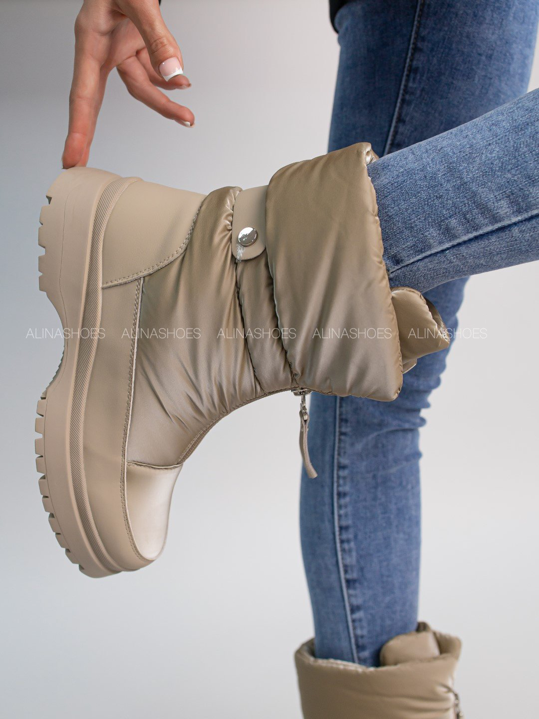 Дутики alinashoes бежевый купить,NaN