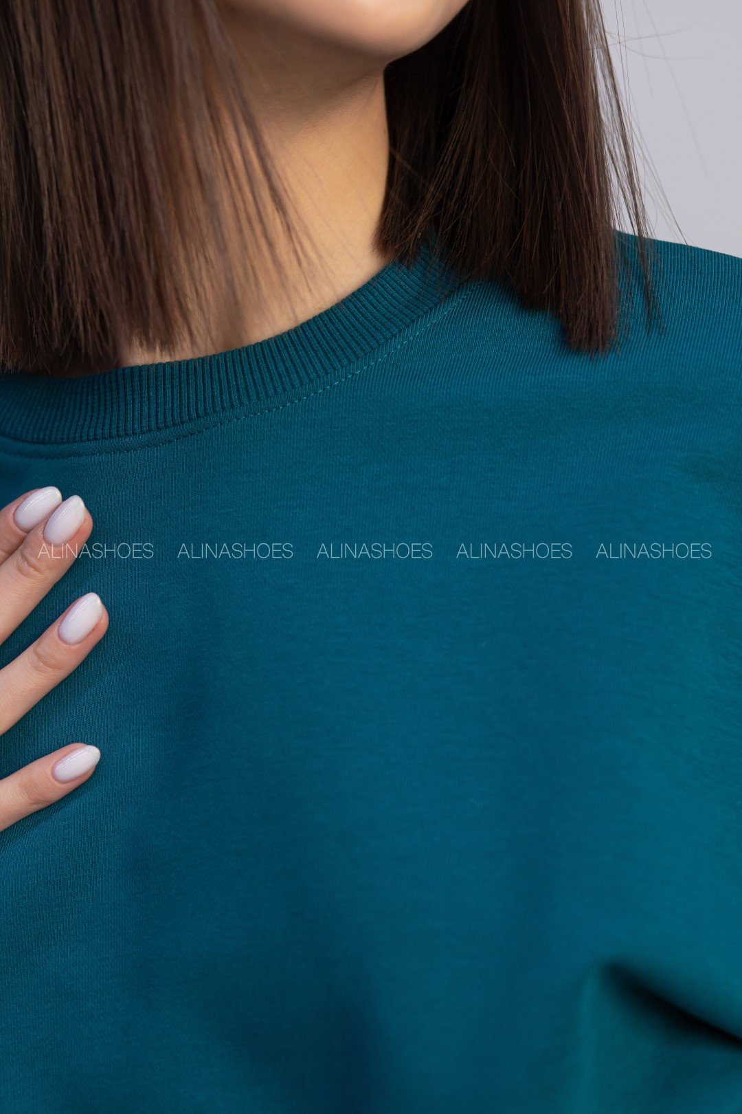 Свитшот alinashoes без принта темно-зеленый 2XL купить,NaN