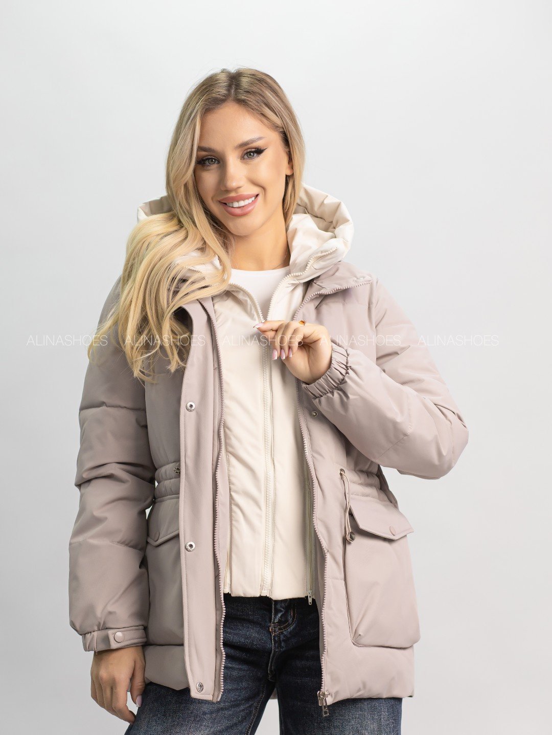 Демисезонная куртка alinashoes темно-бежевый купить,NaN
