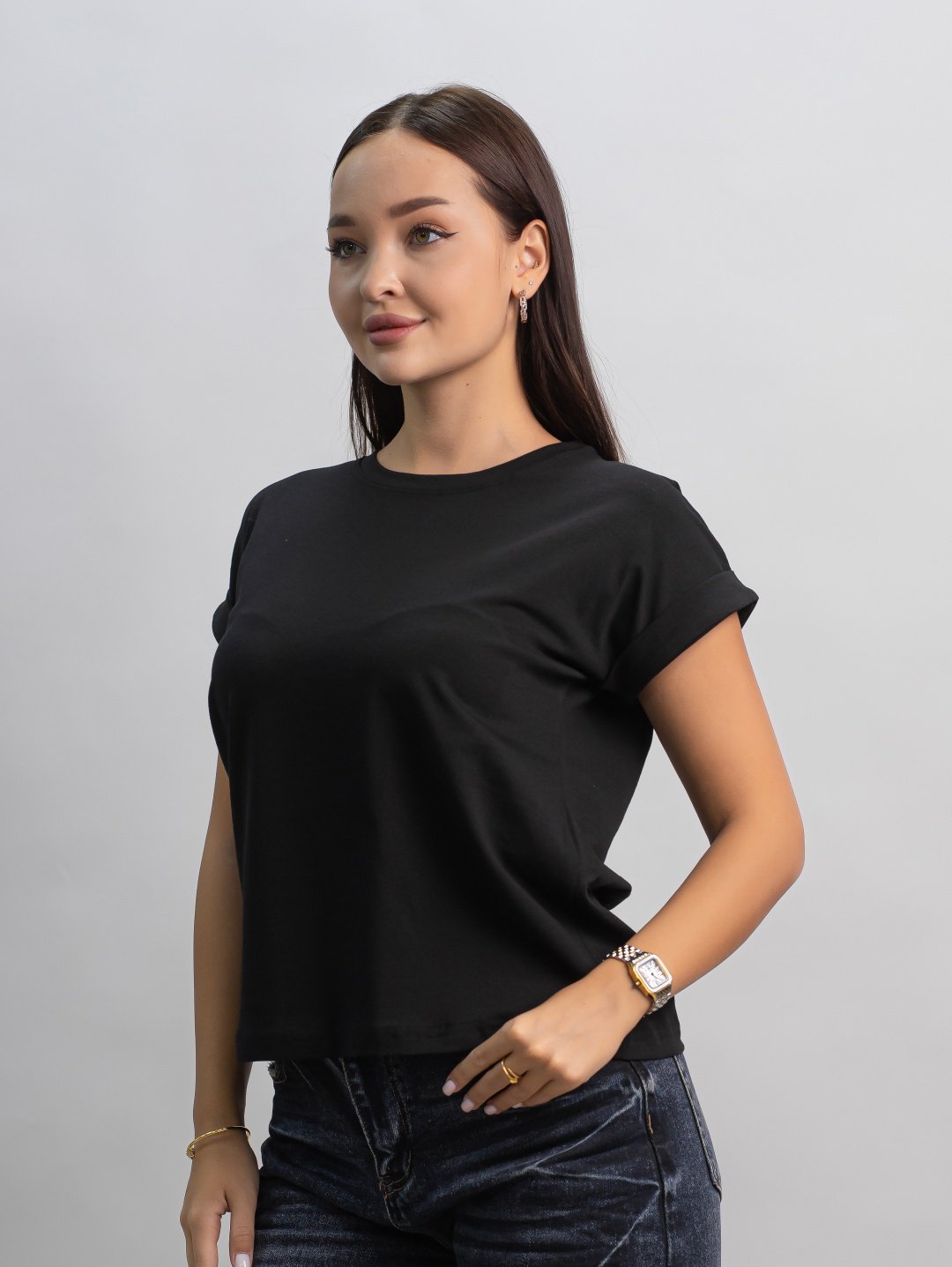 Футболка alinashoes без принта черная one size