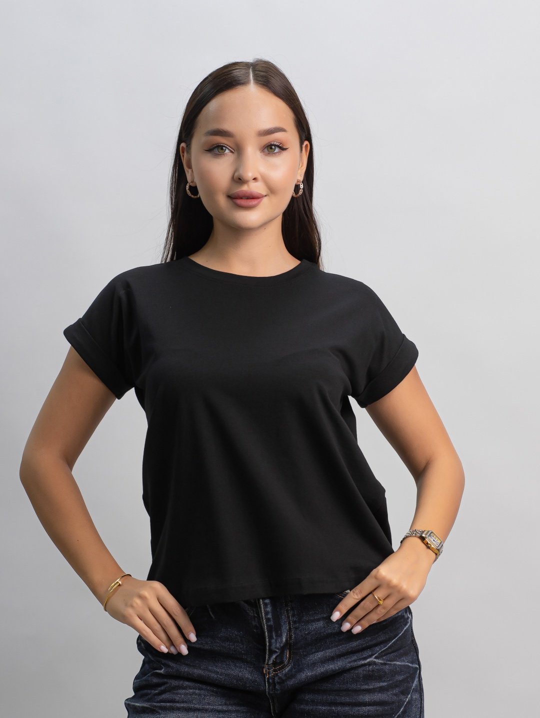 Футболка alinashoes без принта черная one size