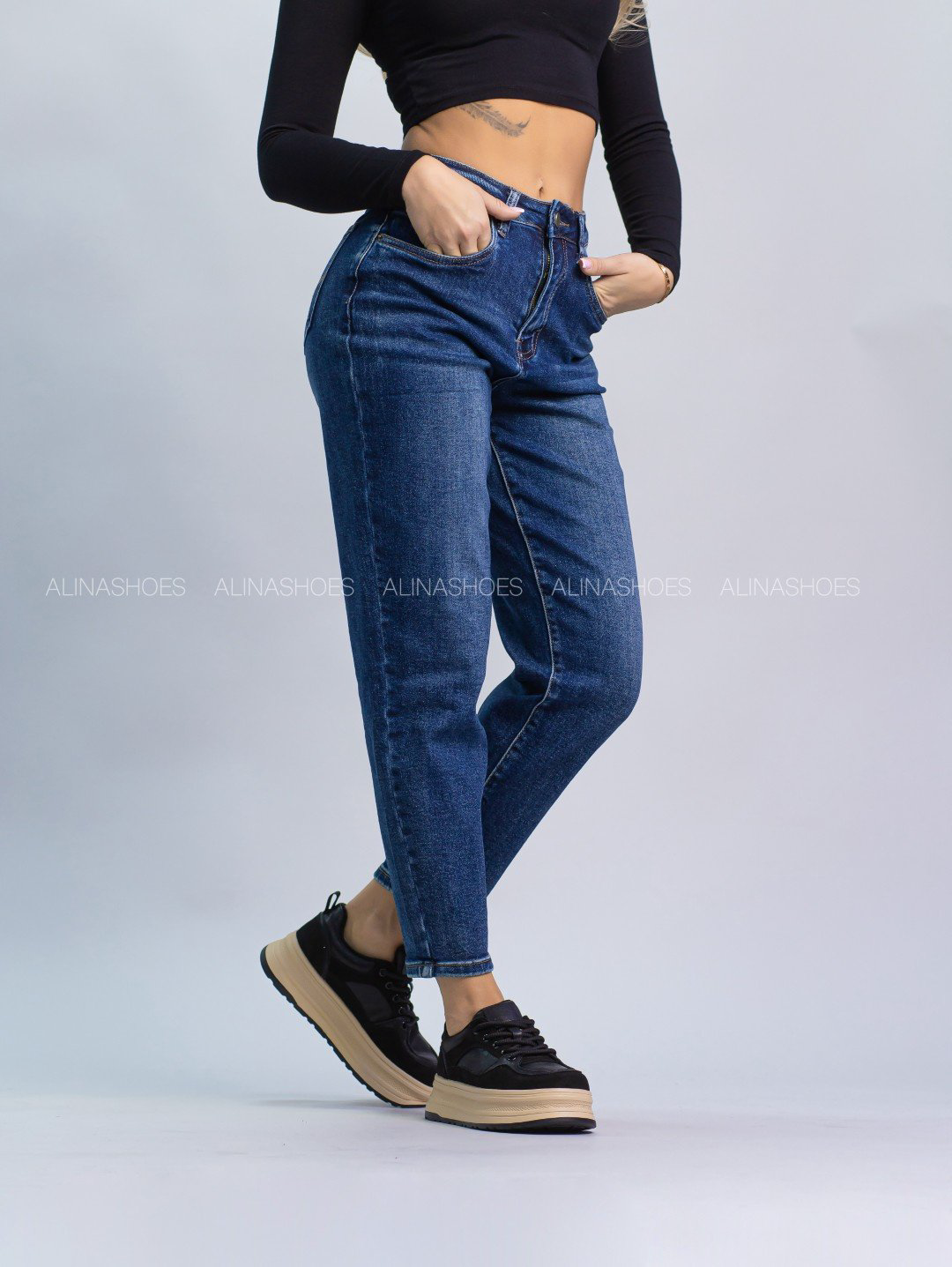 Джинсы джинсы-мом alinashoes синий купить,NaN