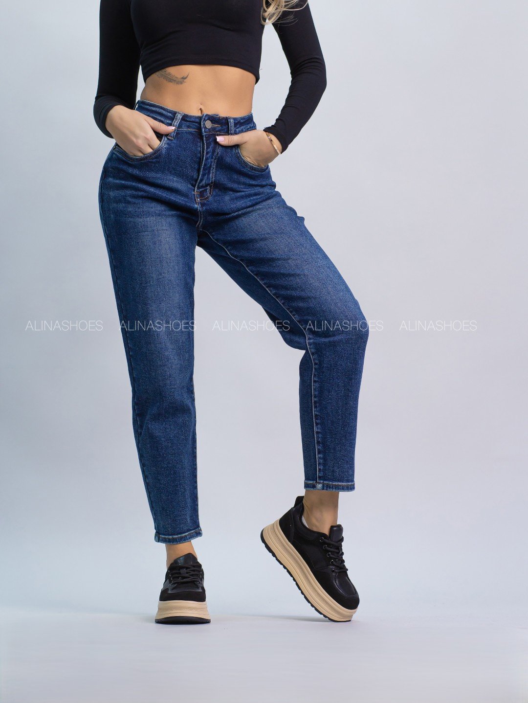 Джинсы джинсы-мом alinashoes синий купить,NaN