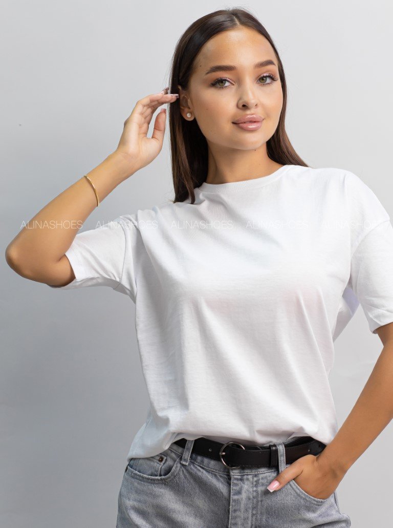 Футболка alinashoes без принта белая L купить,NaN