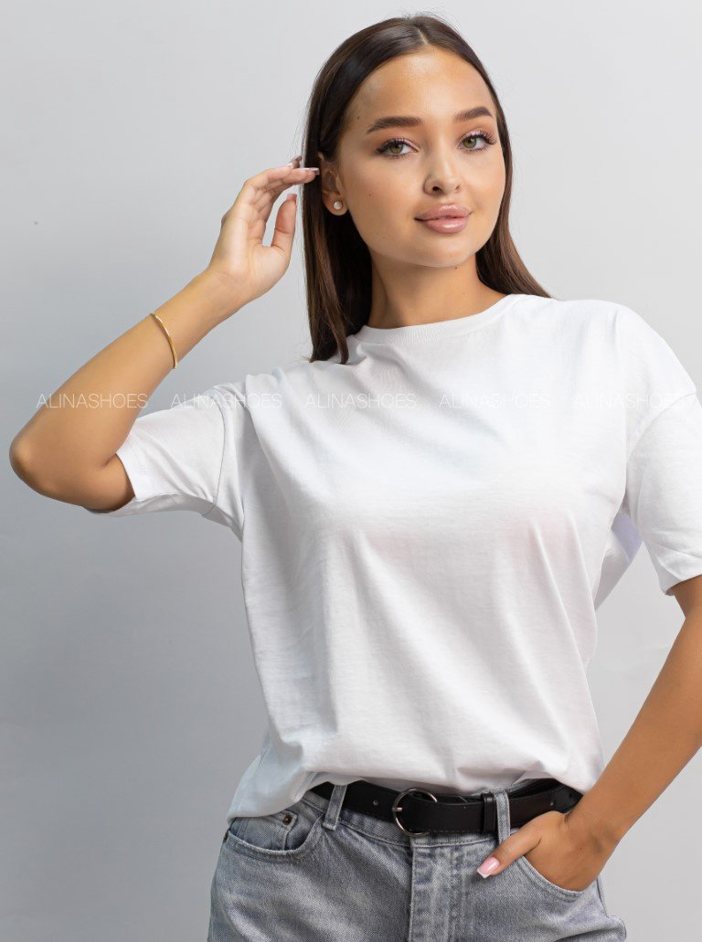 Футболка alinashoes без принта белая L купить,NaN