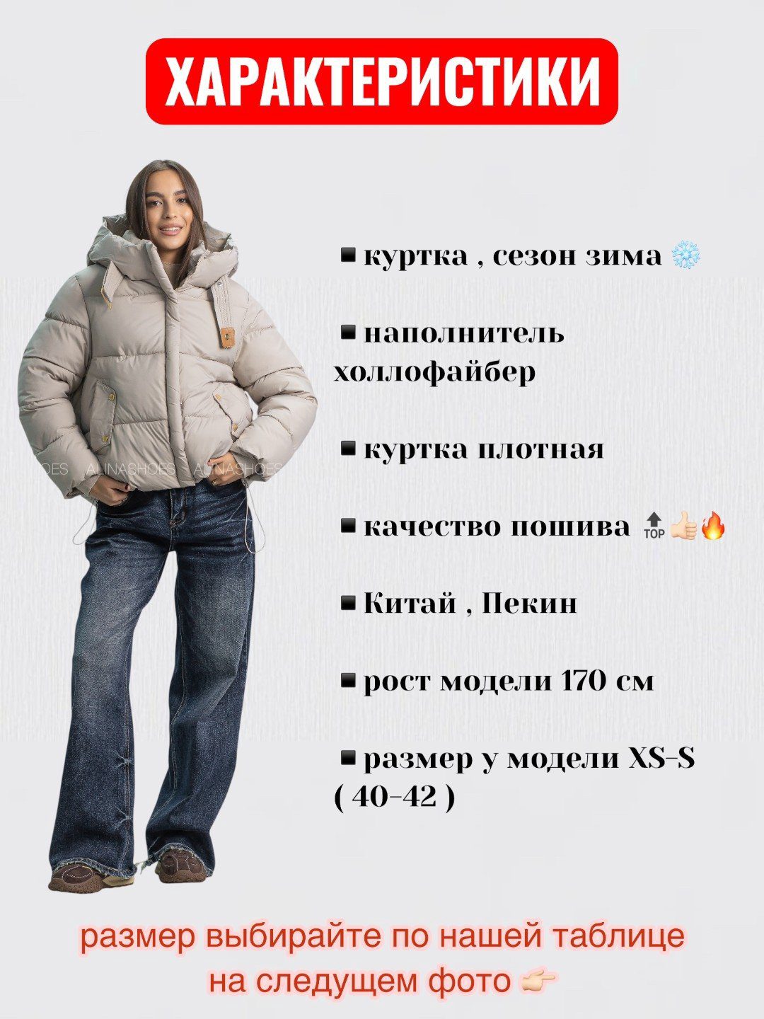Зимняя куртка alinashoes светло-бежевый купить,NaN