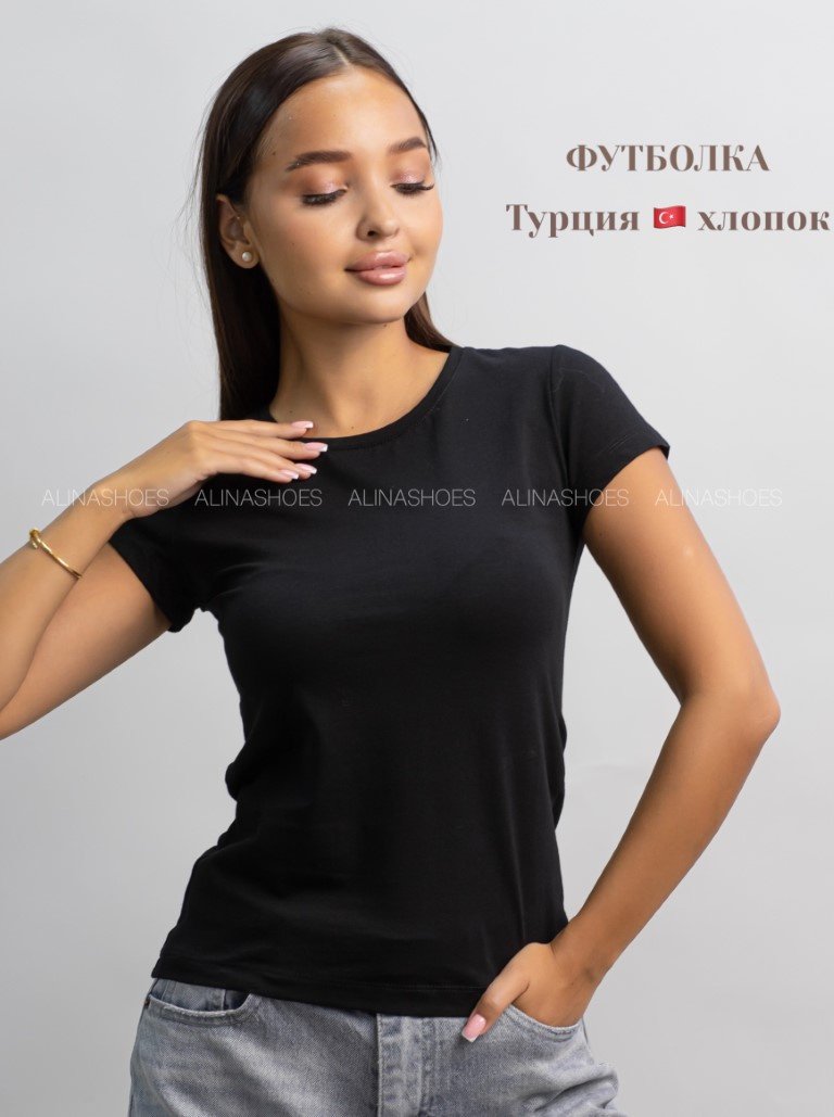 Футболка alinashoes без принта черная XL