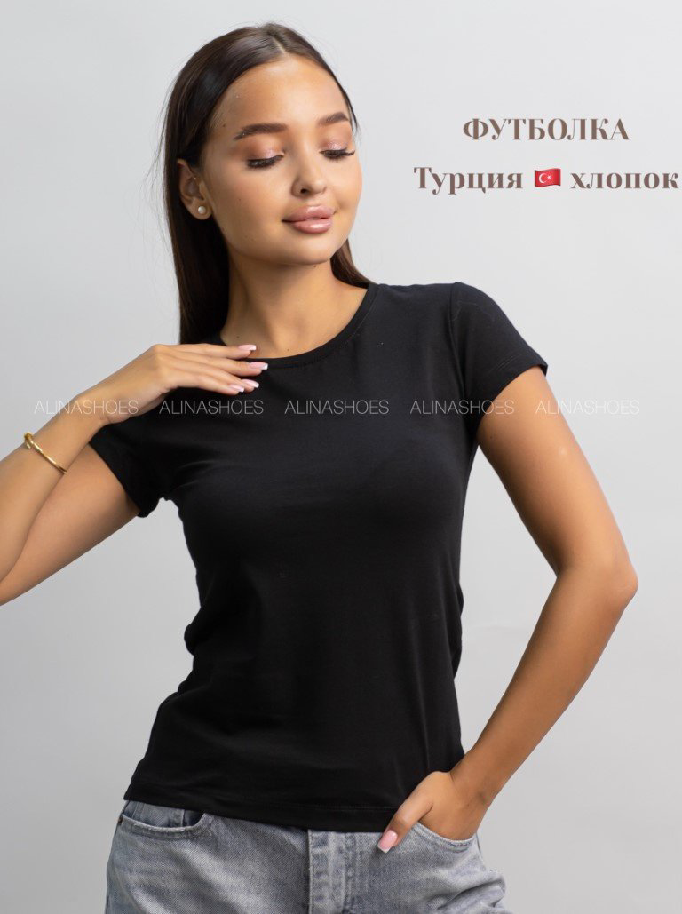 Футболка alinashoes без принта черная XL купить,NaN