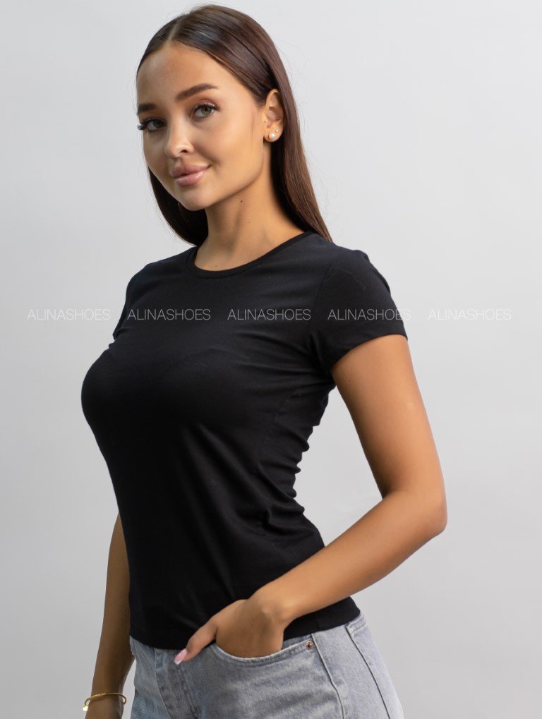 Футболка alinashoes без принта черная XL купить,NaN