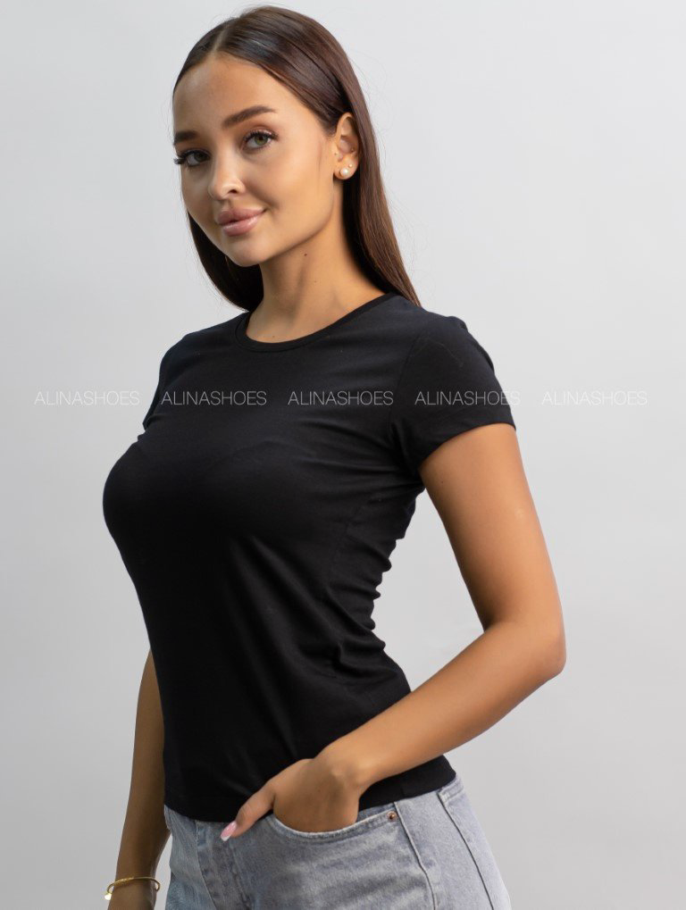 Футболка alinashoes без принта черная XL купить,NaN