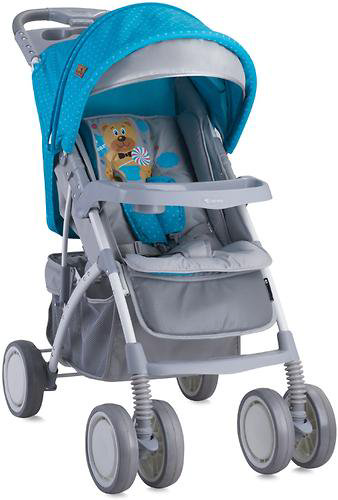 Коляска Bertoni Rio Hello Bear 1718 с накидкой сине-серая купить,NaN