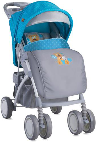 Коляска Bertoni Rio Hello Bear 1718 с накидкой сине-серая купить,NaN