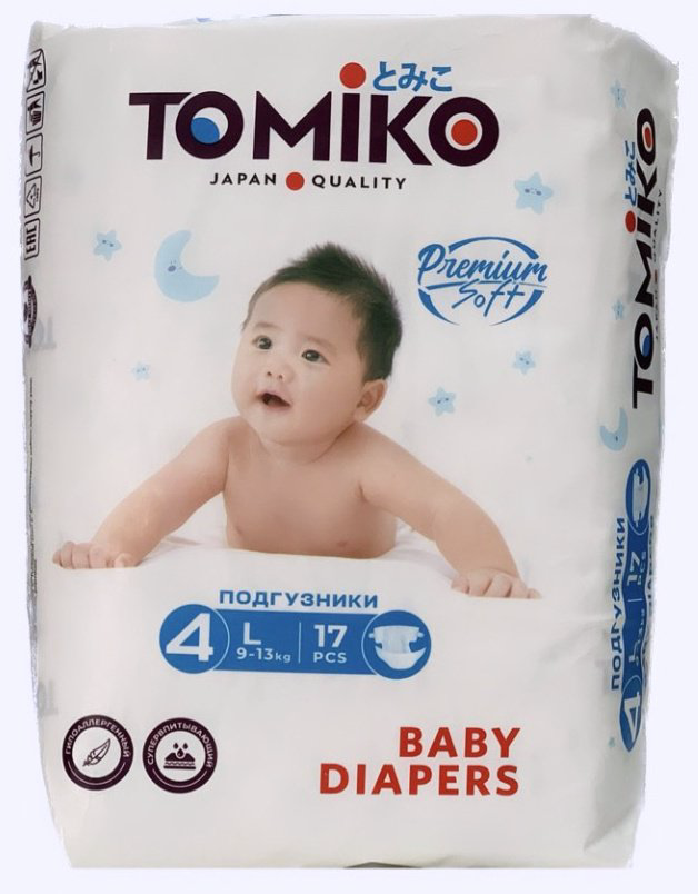 Подгузники Tomiko L, 4, 17 шт купить,NaN