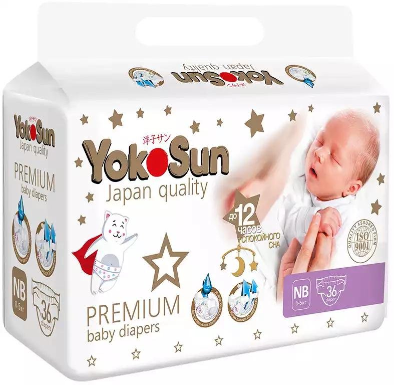 Подгузники Yokosun Premium NB, 36 шт купить,NaN