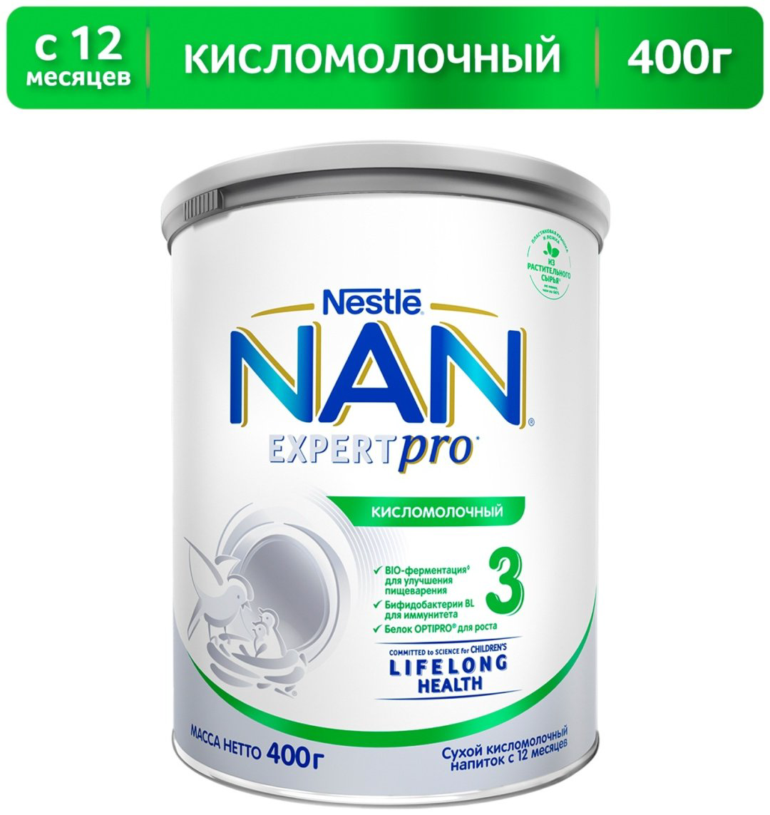 NAN Expertpro Кисломолочный 3 12 месяцев 400 г купить,NaN