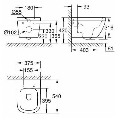 Grohe унитаз Euro Ceramic 39538000, санкерамика купить,169400