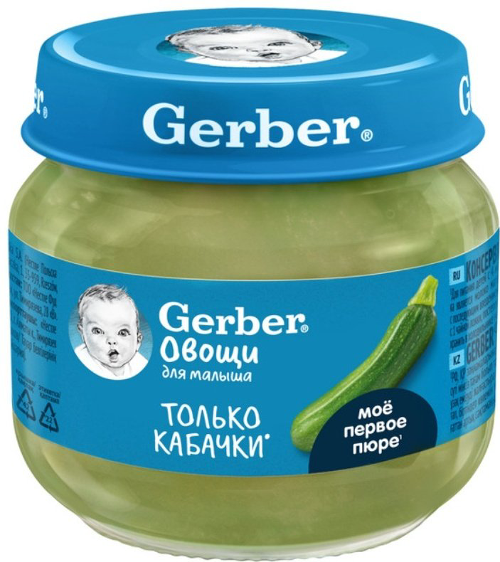 Детское пюре Gerber Только кабачки 80 г, с 4 месяцев купить,NaN