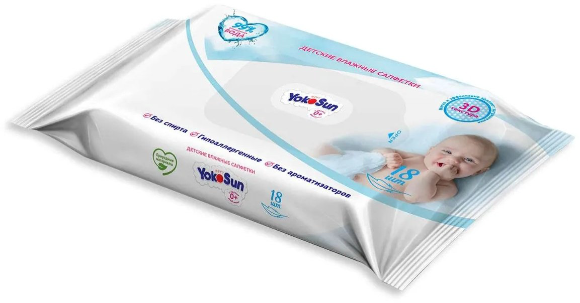 Детские влажные салфетки Yokosun 18 шт купить,NaN