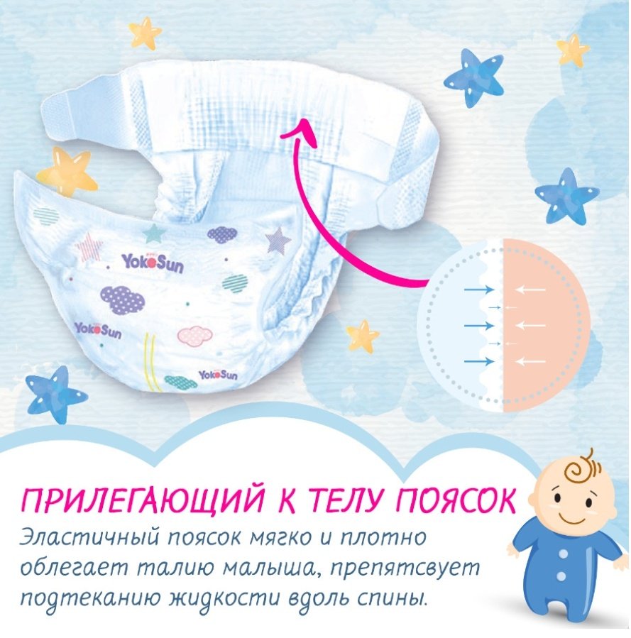 Подгузники Yokosun Comfort+ L, 54 шт купить,7160