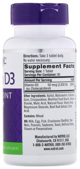 Natrol D3 2000 ME таблетки 90 шт купить,NaN