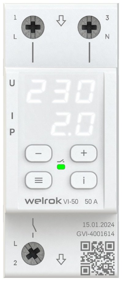 WELROK реле контроля напряжения 51500000 W AC 220 В 50 А, кол-во фаз : 1
