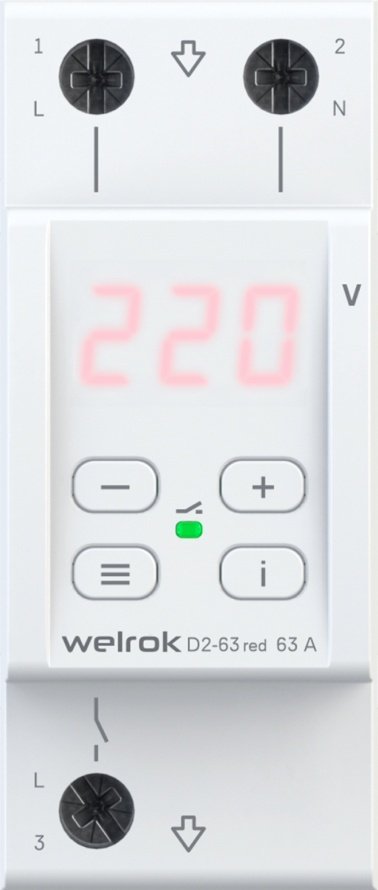 WELROK реле контроля напряжения D2-63 red
