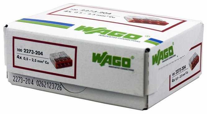 Клемма Набор клемм WAGO 2273-204 Экспресс-клемма 4-проводная до 2,5 мм², (100 шт./уп.) 07-5133 от 0.5 до 2.5 кв.мм, 100 шт купить,17500