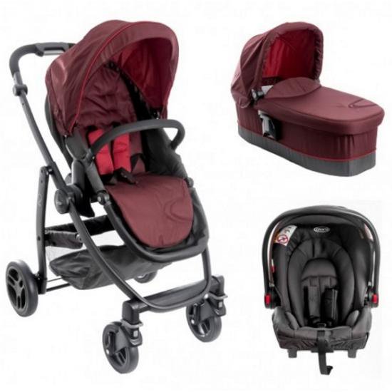 Коляска 3в1 Graco Evo Trio Bitter Chocolate Fiery Red - ForteMarket Коляска 3в1 Graco Evo Trio Bitter Chocolate Fiery Red купить,0