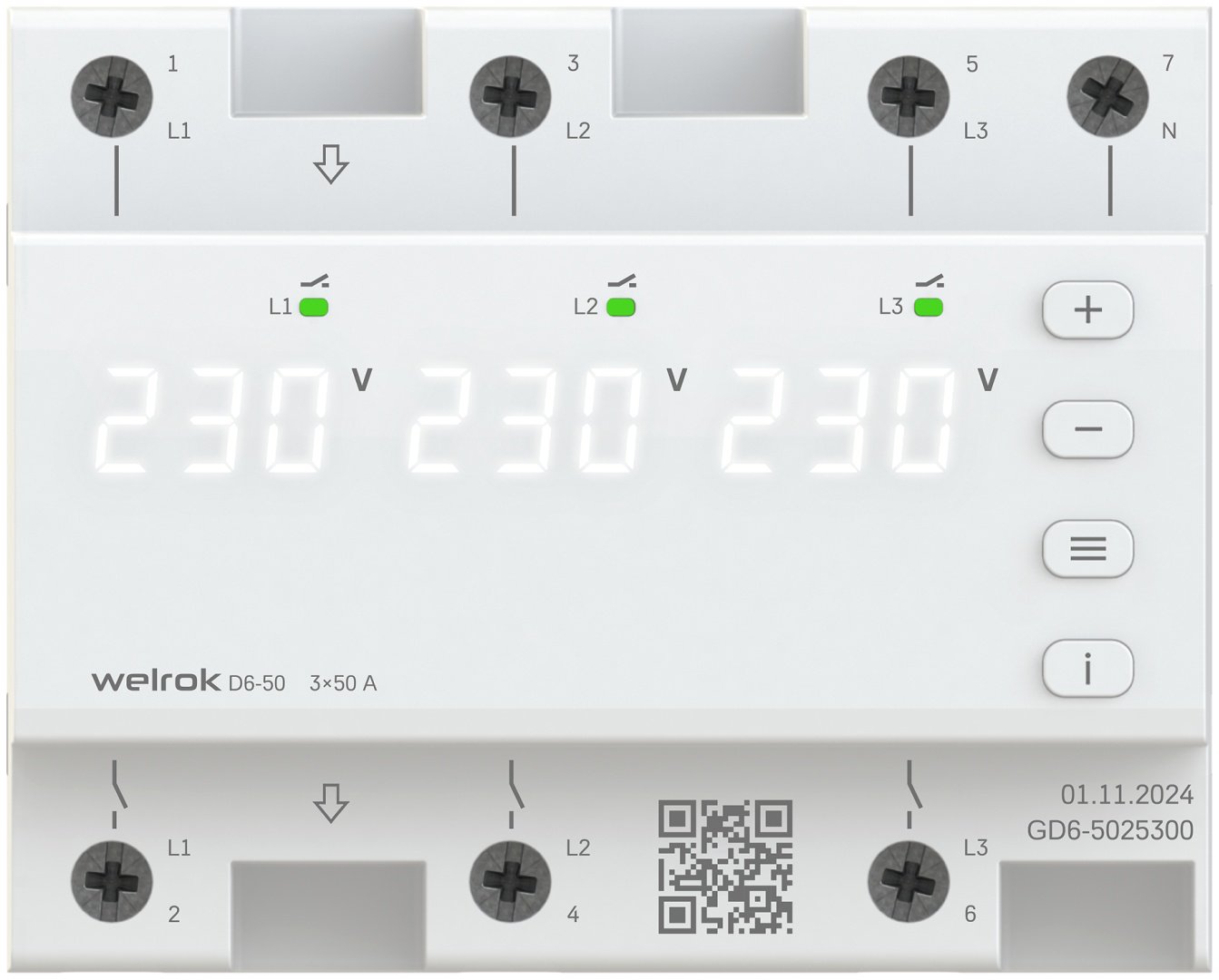 WELROK реле контроля напряжения D6-50 AC 420 В 50 А, кол-во фаз : 3