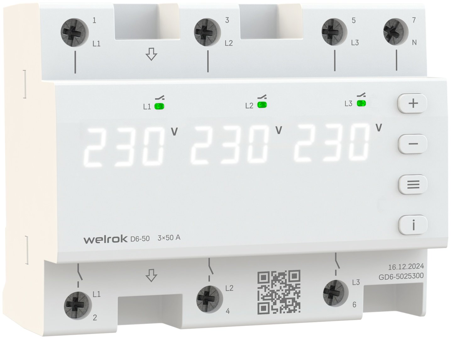 WELROK реле контроля напряжения D6-50 AC 420 В 50 А, кол-во фаз : 3