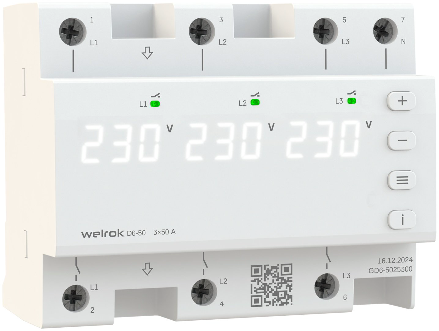 WELROK реле контроля напряжения D6-50 AC 420 В 50 А, кол-во фаз : 3 купить,53656