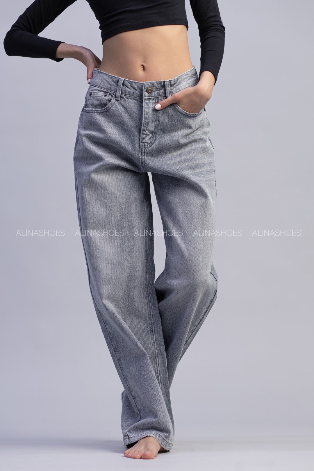 Джинсы багги alinashoes голубой купить,NaN
