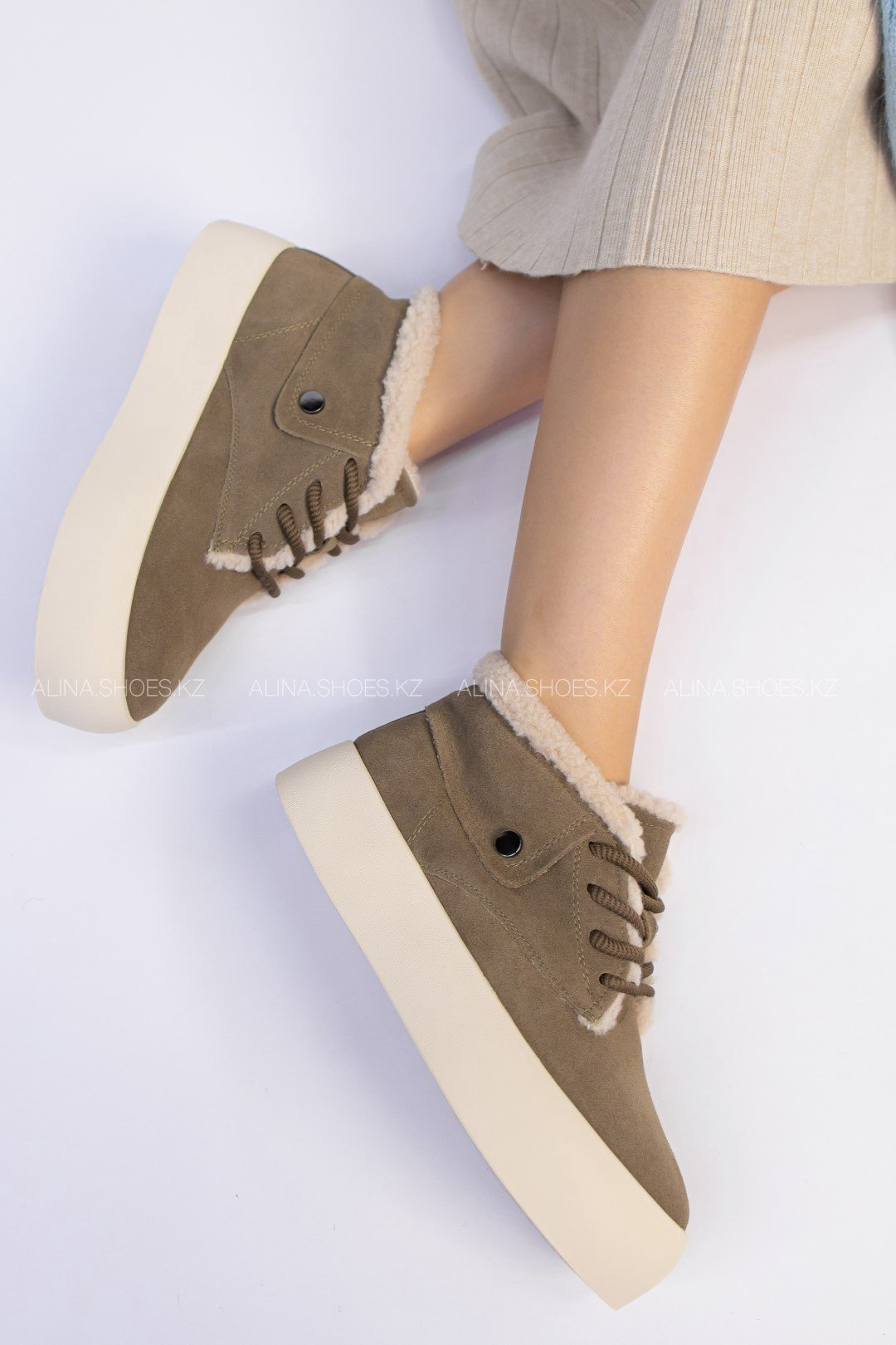 Полуботинки alinashoes хаки купить,NaN