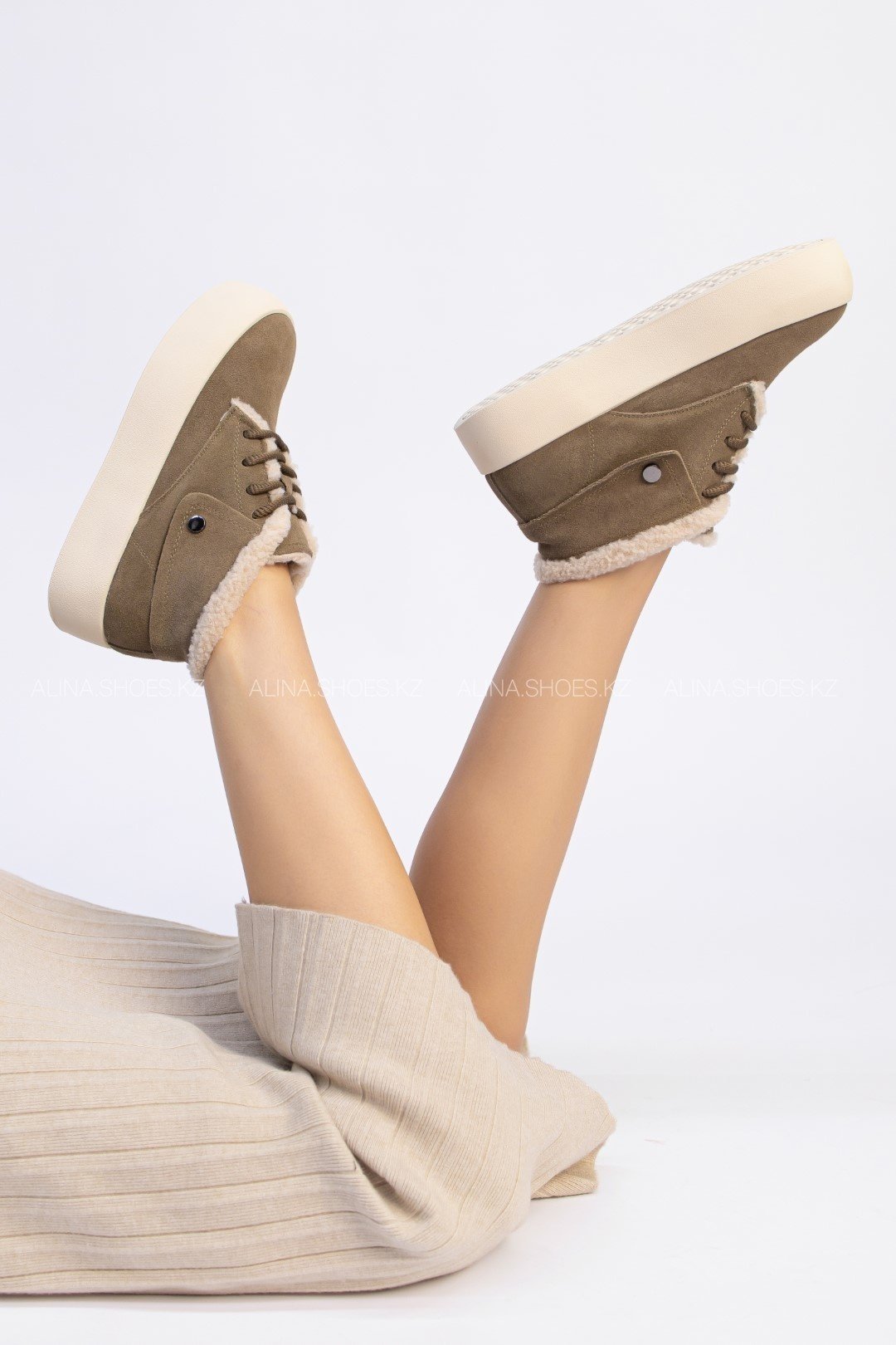 Полуботинки alinashoes хаки купить,NaN