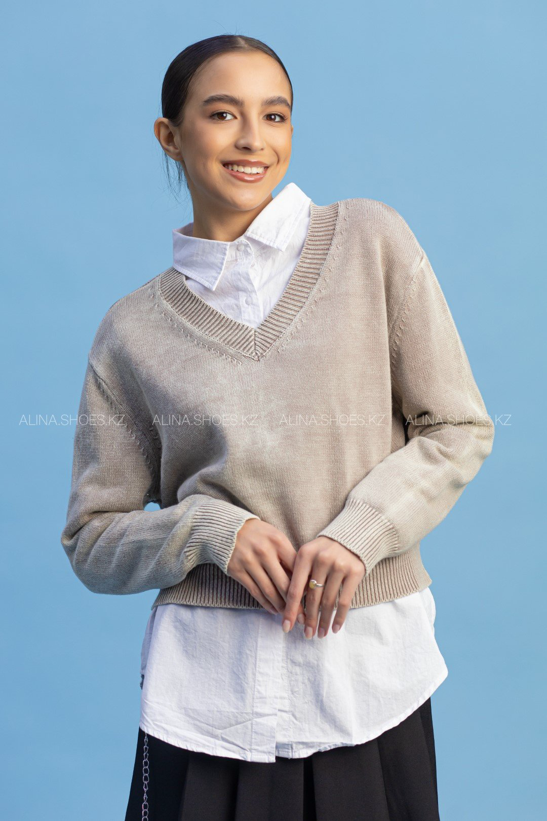 Пуловер alinashoes бежевый купить,NaN