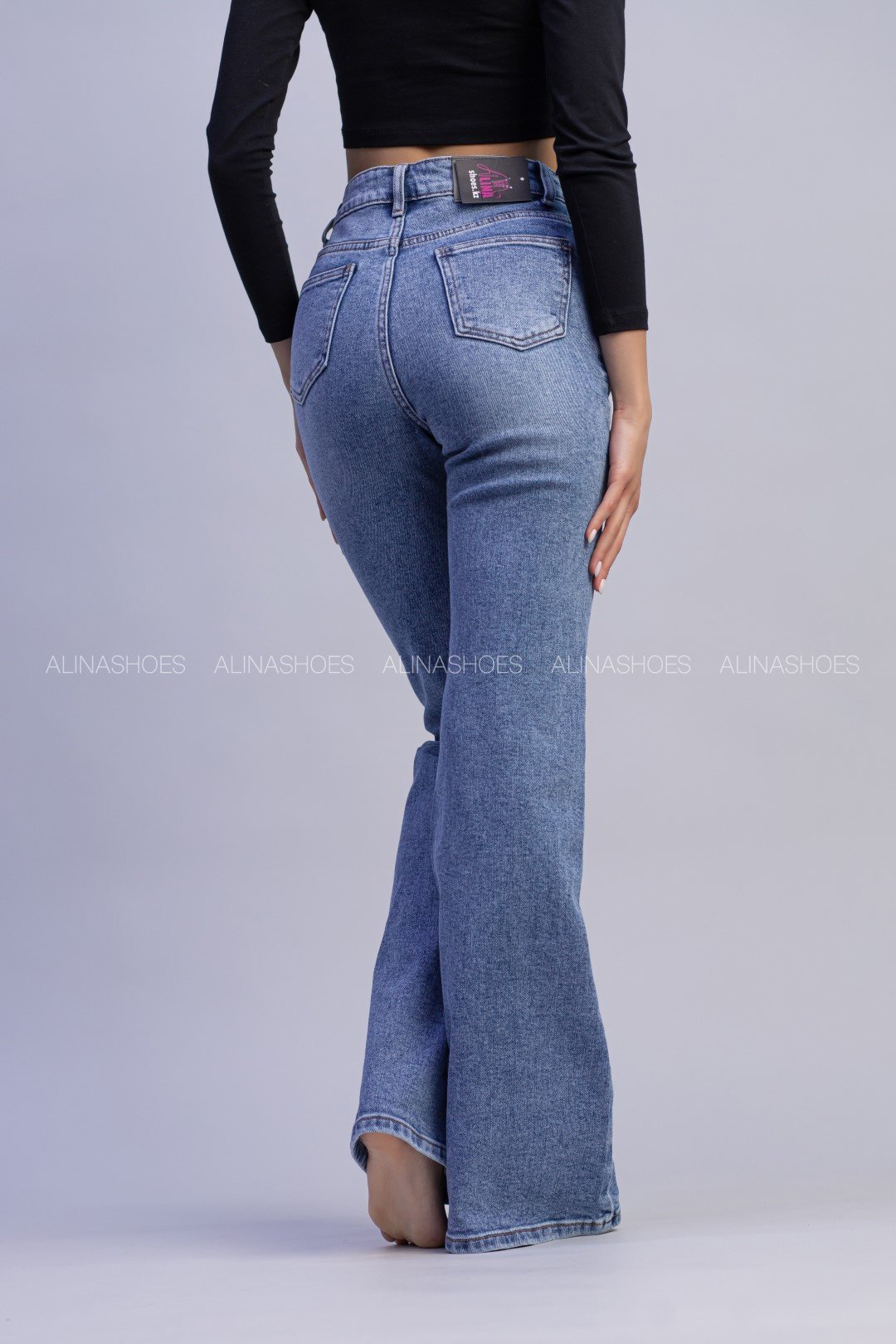 Джинсы клеш alinashoes синий купить,NaN