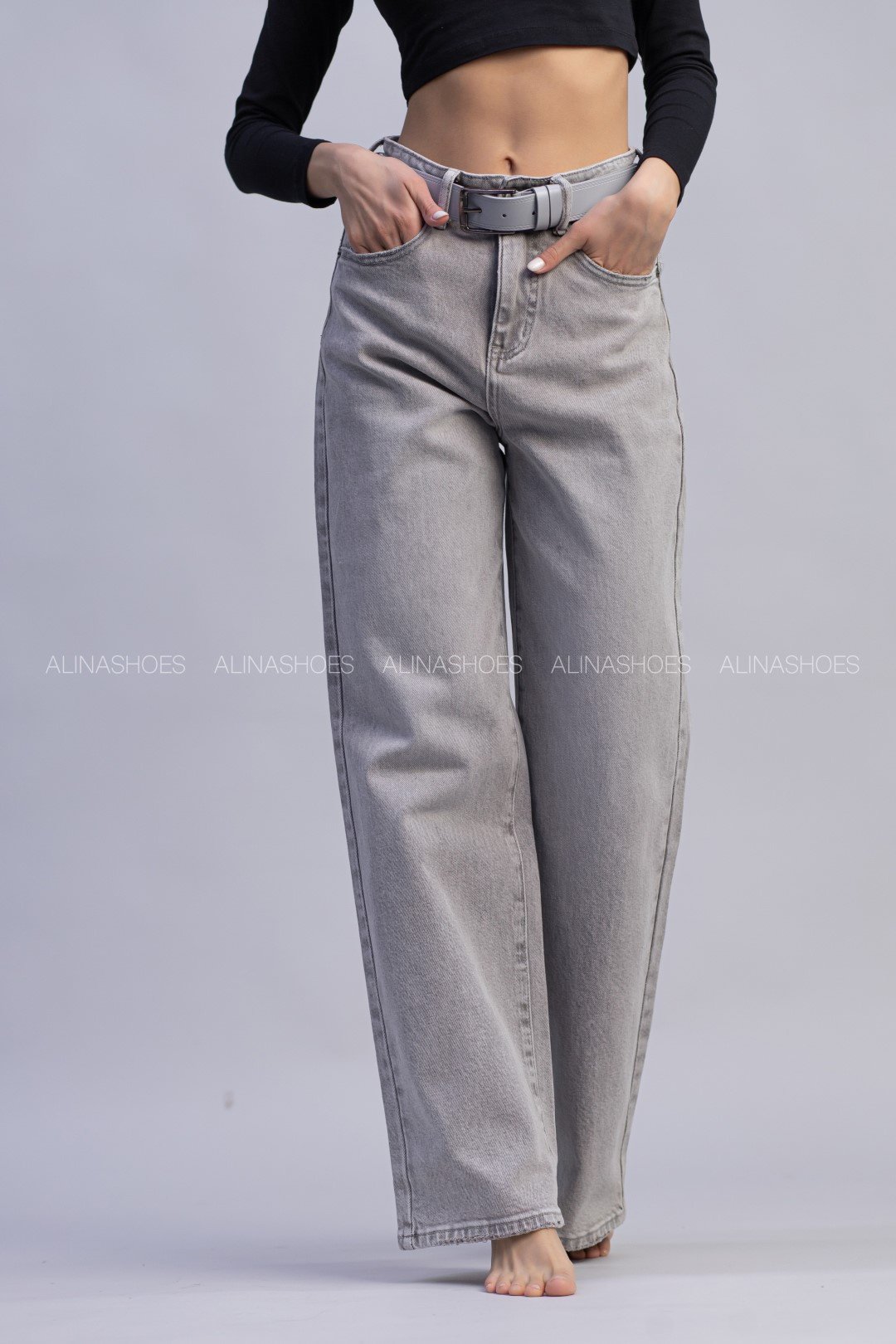 Джинсы прямые alinashoes серый купить,NaN