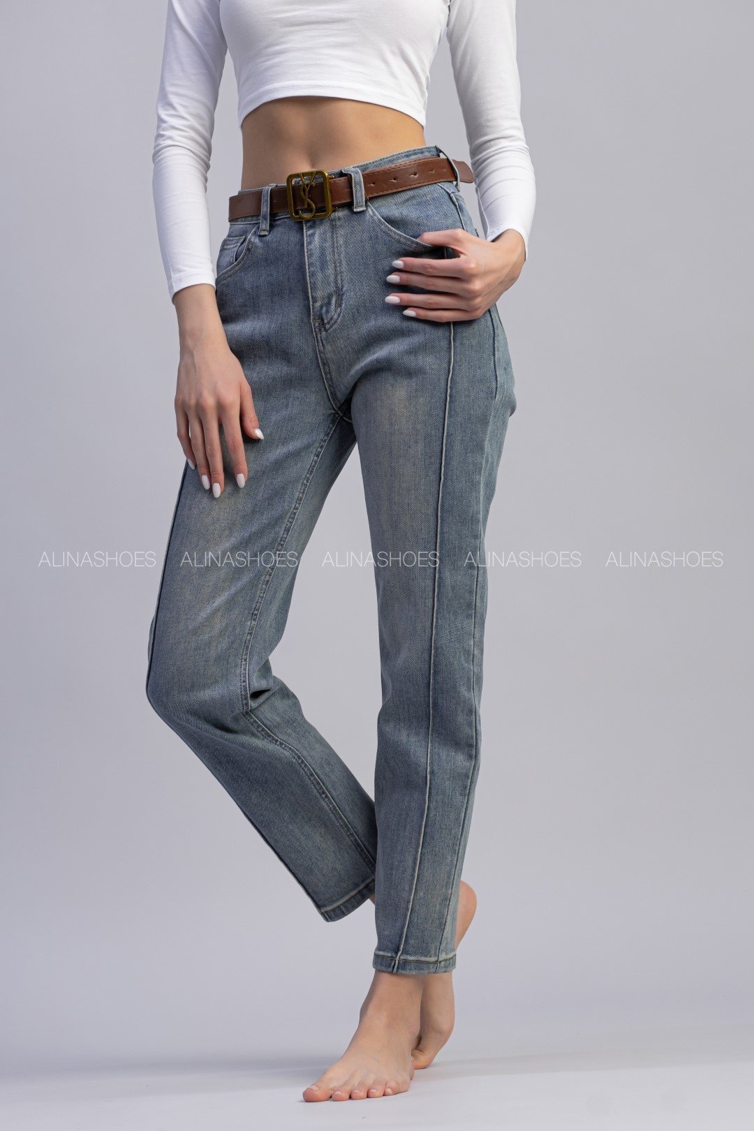 Джинсы зауженные alinashoes голубой купить,NaN