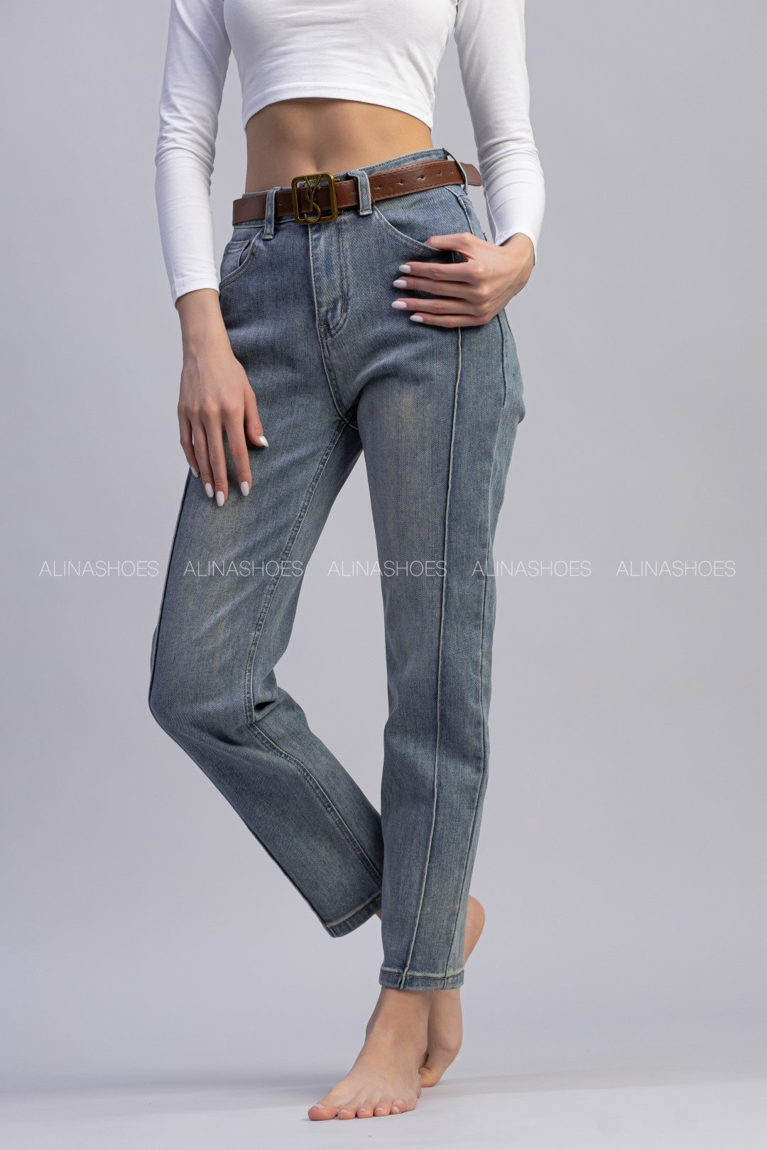 Джинсы зауженные alinashoes голубой купить,NaN