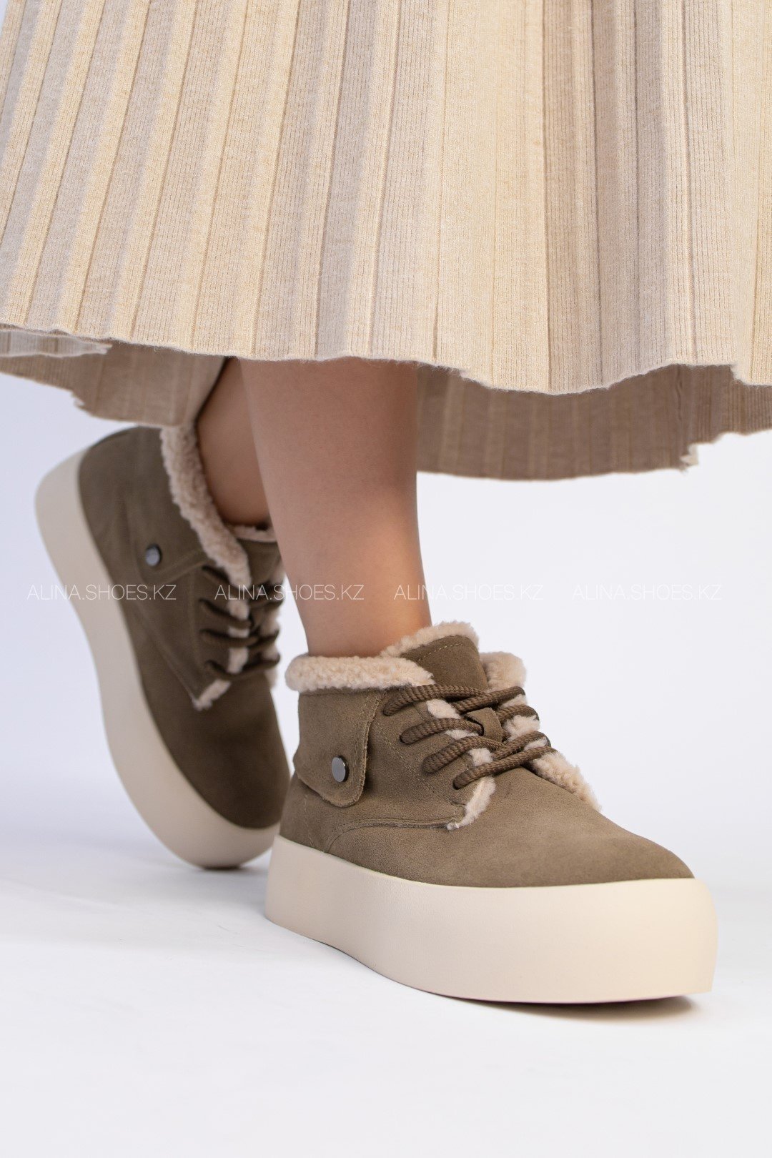 Полуботинки alinashoes хаки купить,NaN