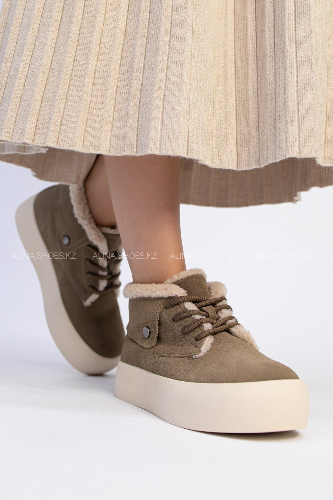 Полуботинки alinashoes хаки купить,NaN