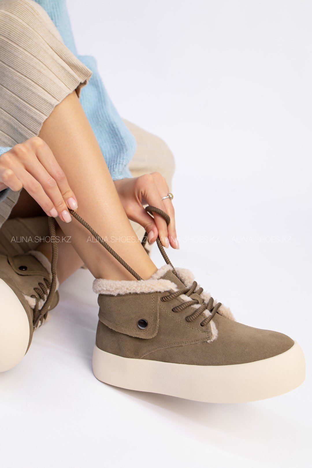 Полуботинки alinashoes хаки купить,NaN