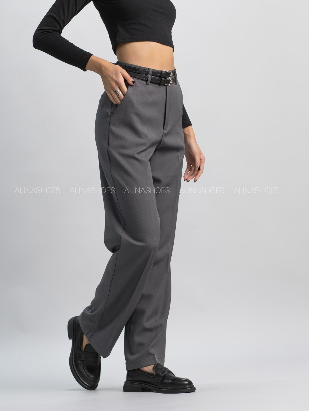 Повседневные брюки alinashoes серый купить,NaN