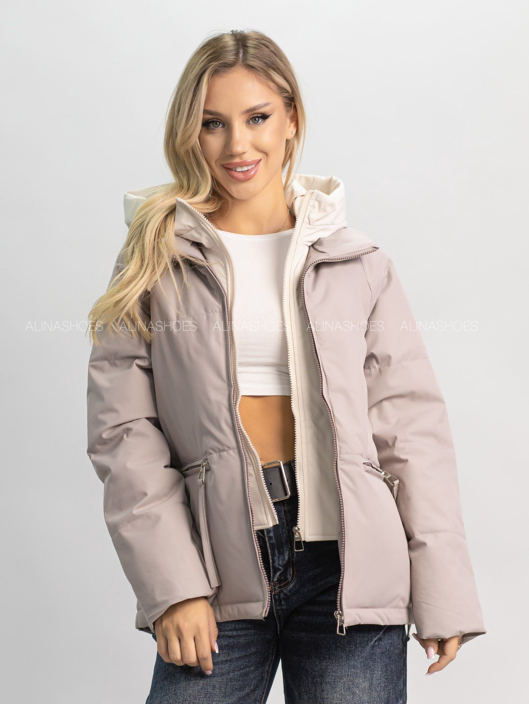 Демисезонная куртка alinashoes темно-бежевый купить,NaN