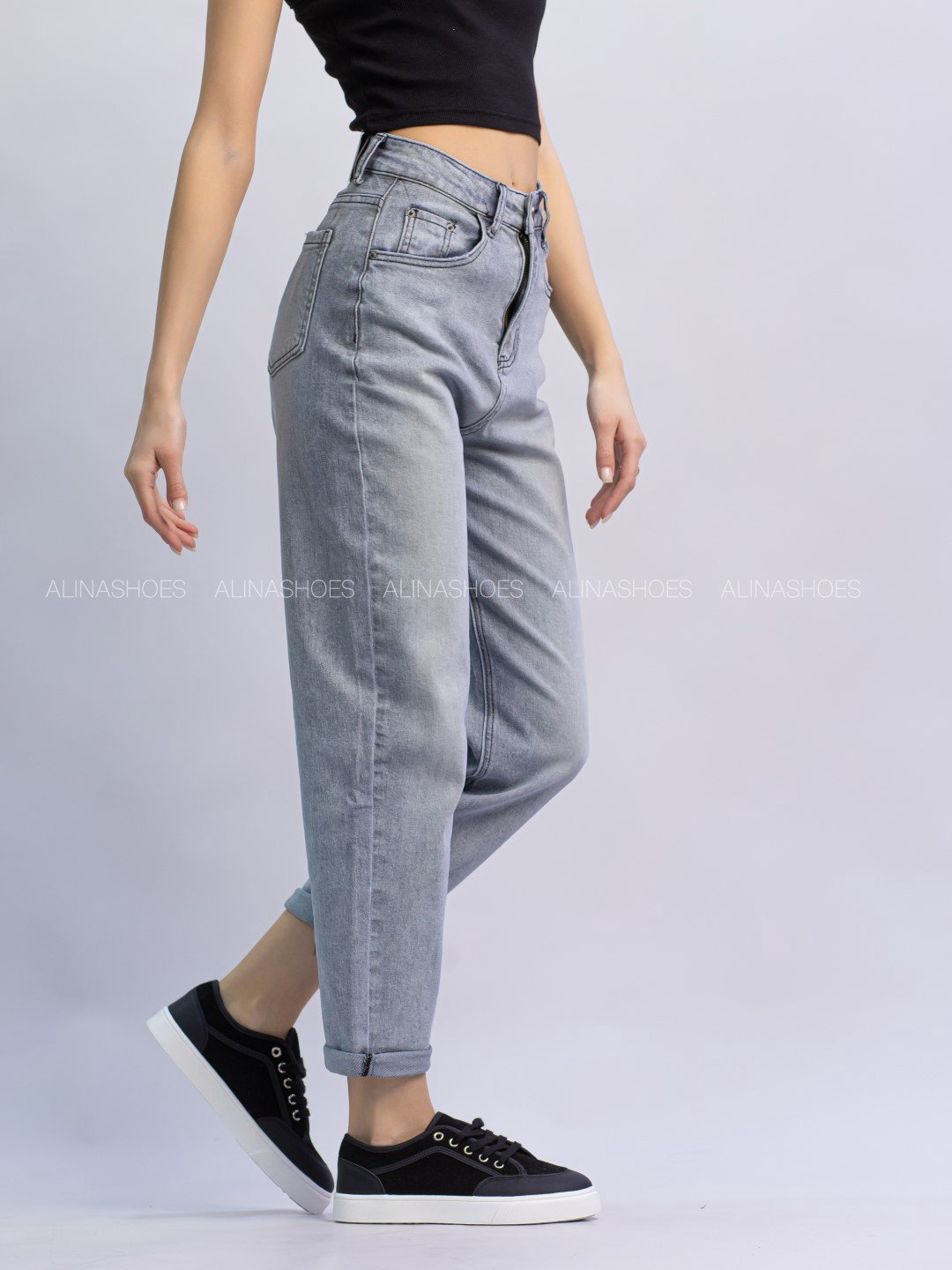 Джинсы джинсы-мом alinashoes серый купить,NaN