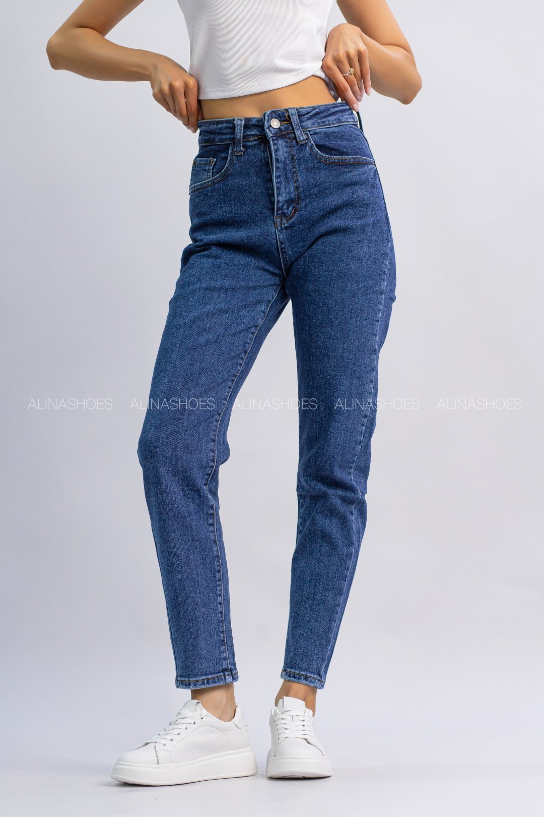 Джинсы джинсы-мом alinashoes синий купить,NaN