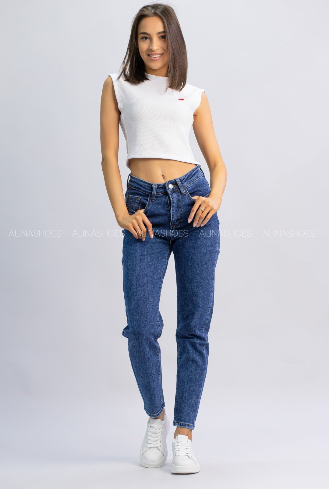 Джинсы джинсы-мом alinashoes синий купить,NaN
