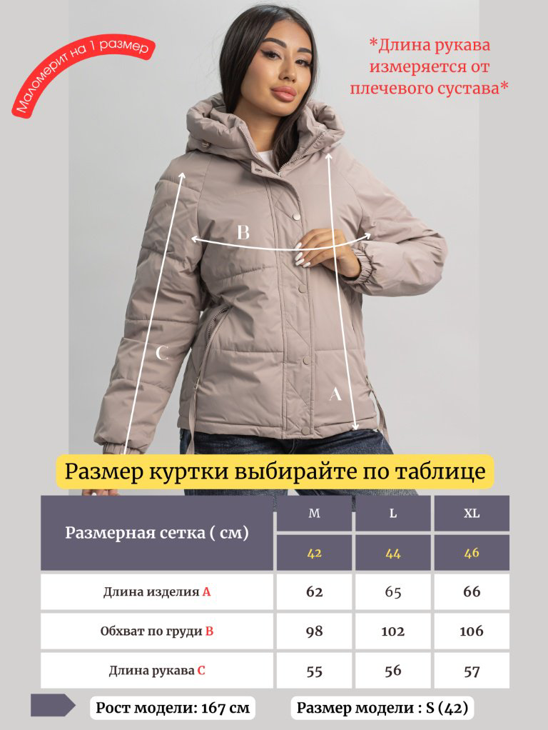 Демисезонная куртка alinashoes темно-бежевый купить,NaN