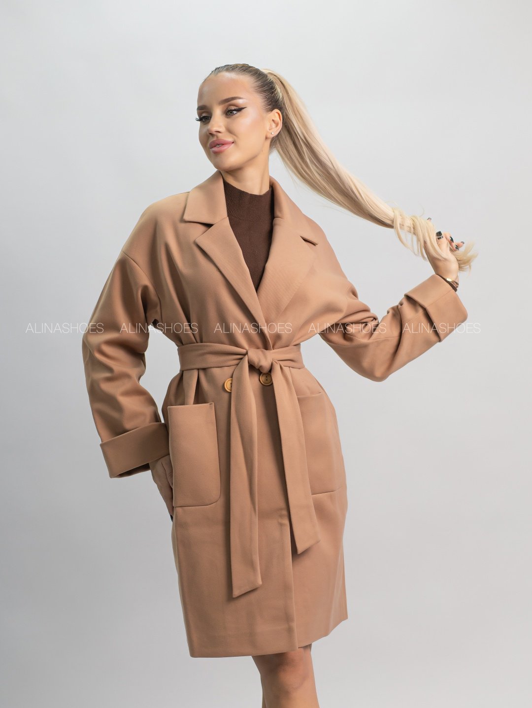 Пальто alinashoes коричневый купить,NaN